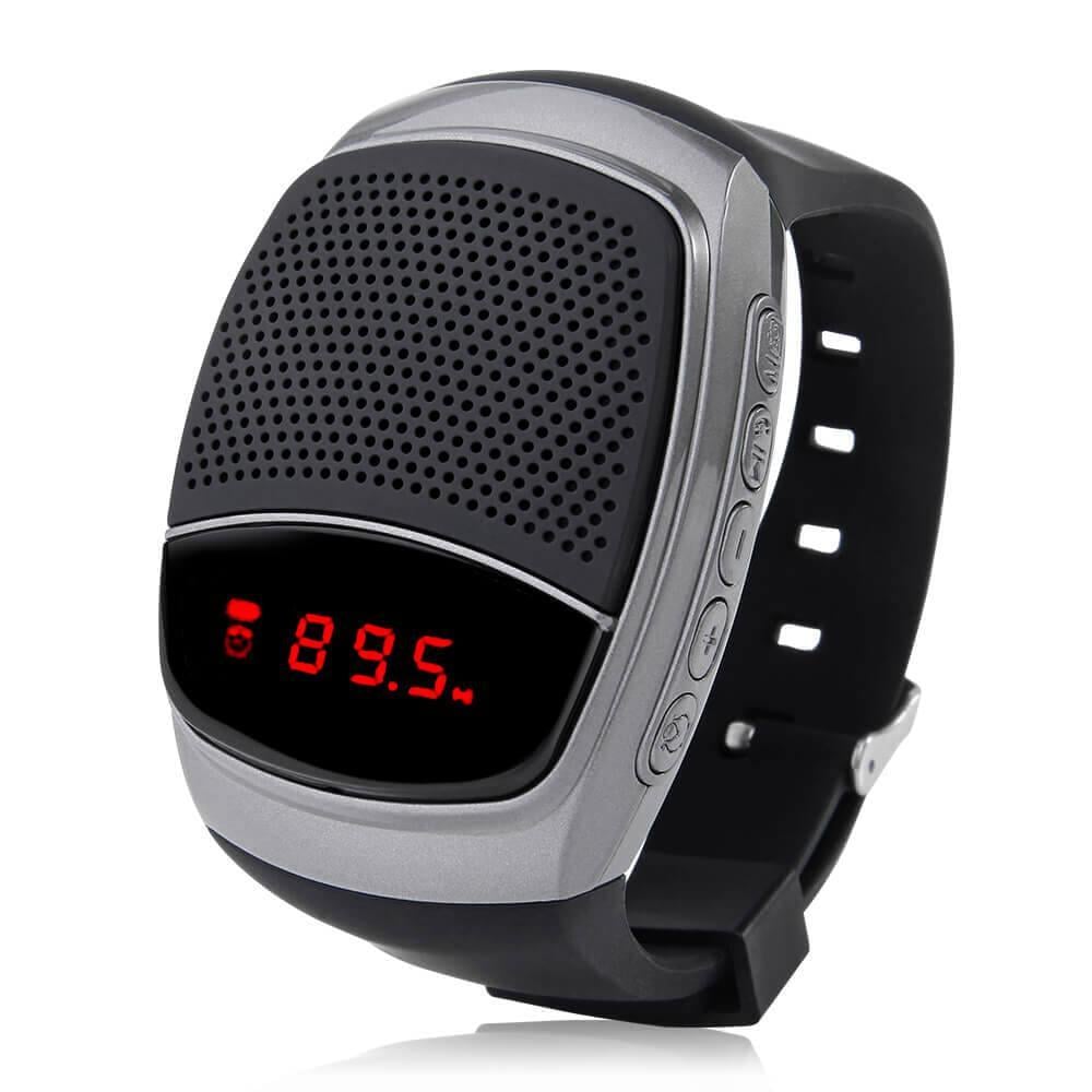 Беспроводная Bluetooth колонка-часы SUNROZ B90 Серебристые (SUN0417)