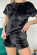 Домашний костюм женский Julia Ulich велюровая футболка и шорты XL Черный (ФШ_13) - фото 4 Домашний костюм женский Julia Ulich велюровая футболка и шорты XL Черный (ФШ_13) - фото 4