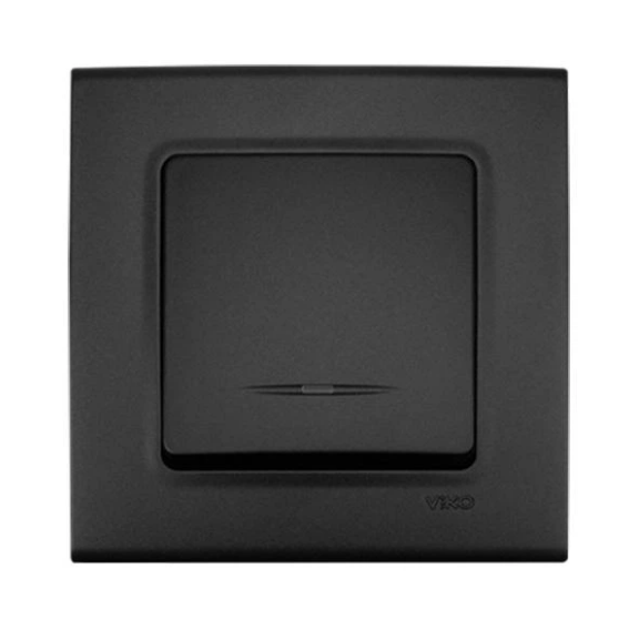 Выключатель 1-клавишный с подсветкой VIKO Linnera Life Черный ночь (31177782)