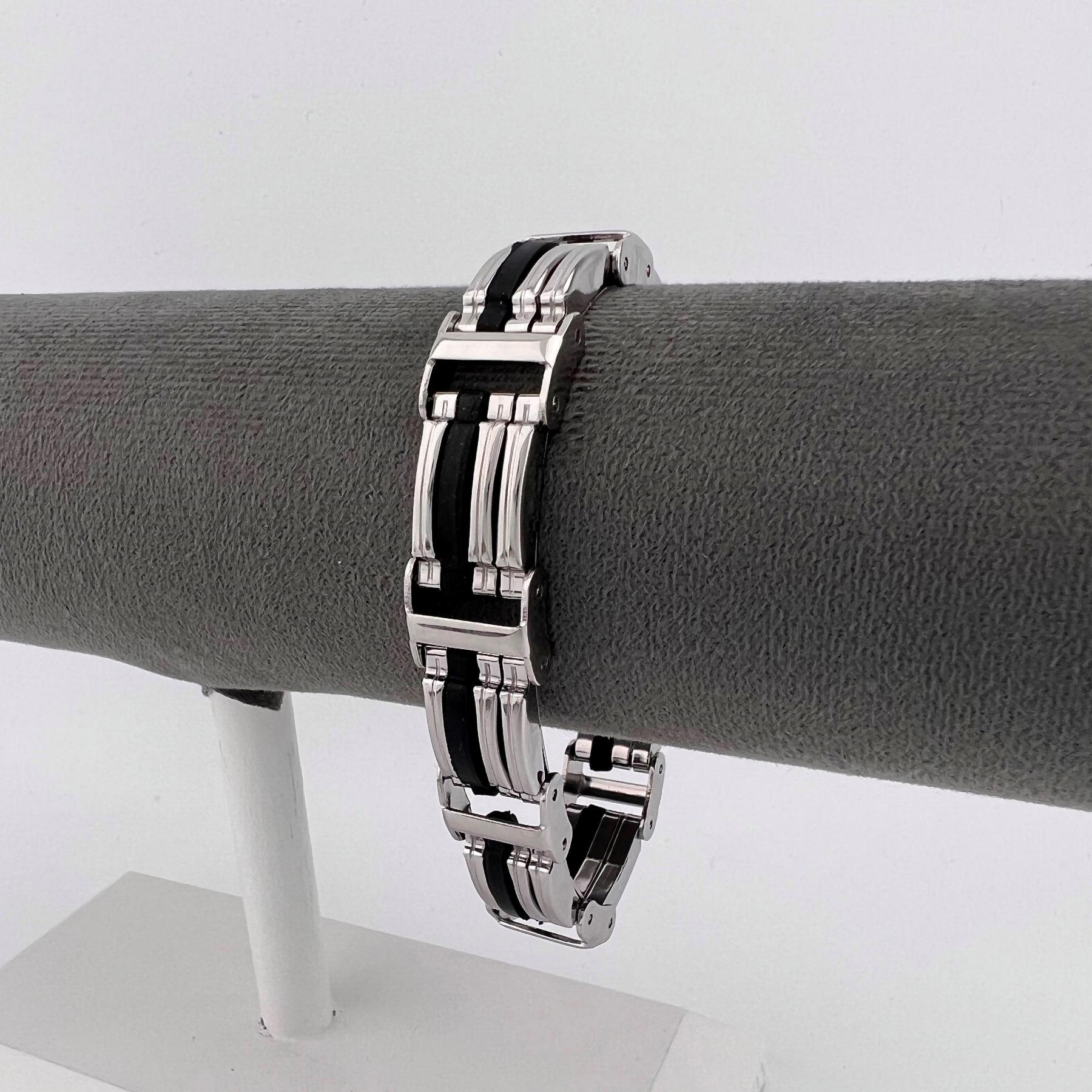 Браслет мужской из нержавеющей медицинской стали с каучуком 21 см (BS-118)