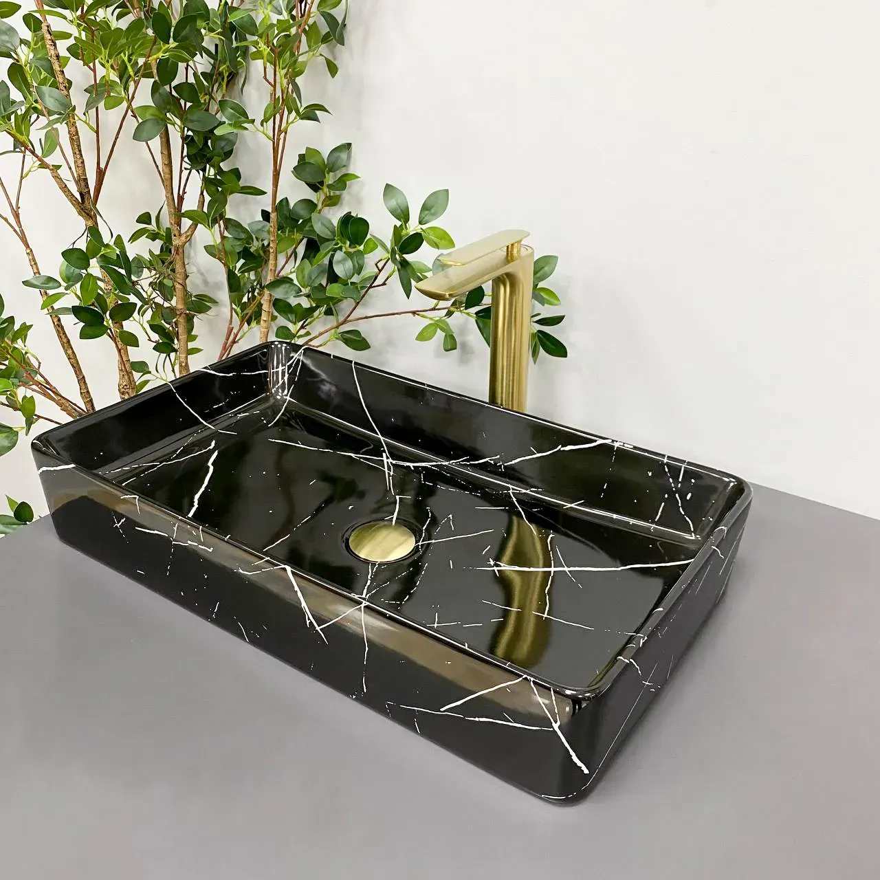 Умывальник накладной VBI Triest прямоугольный 615x350 мм Черный (RM-VBI-012707)