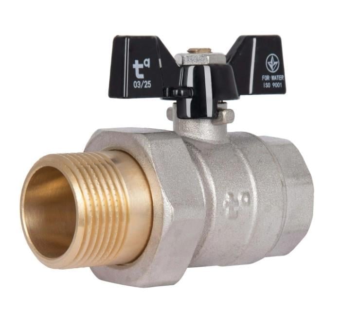 Кран шаровой с американкой Thermo Alliance Base 1" ВН прямой PN40 бабочка (SD221W25)