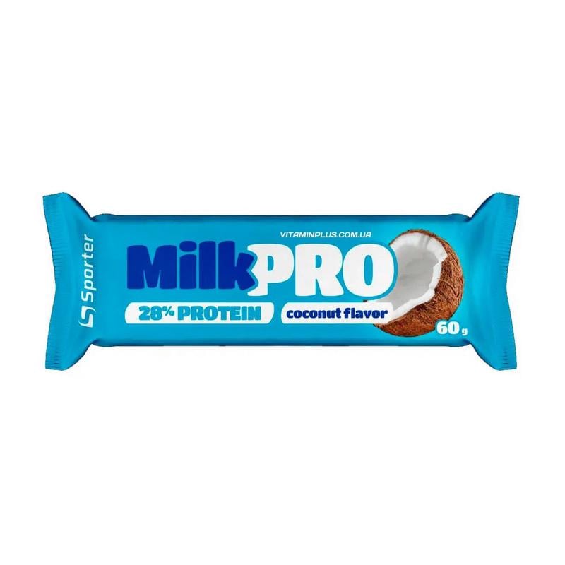 Протеиновый батончик 17 г білка без добавленного сахара Sporter Milk Pro 28% 60 г Кокос