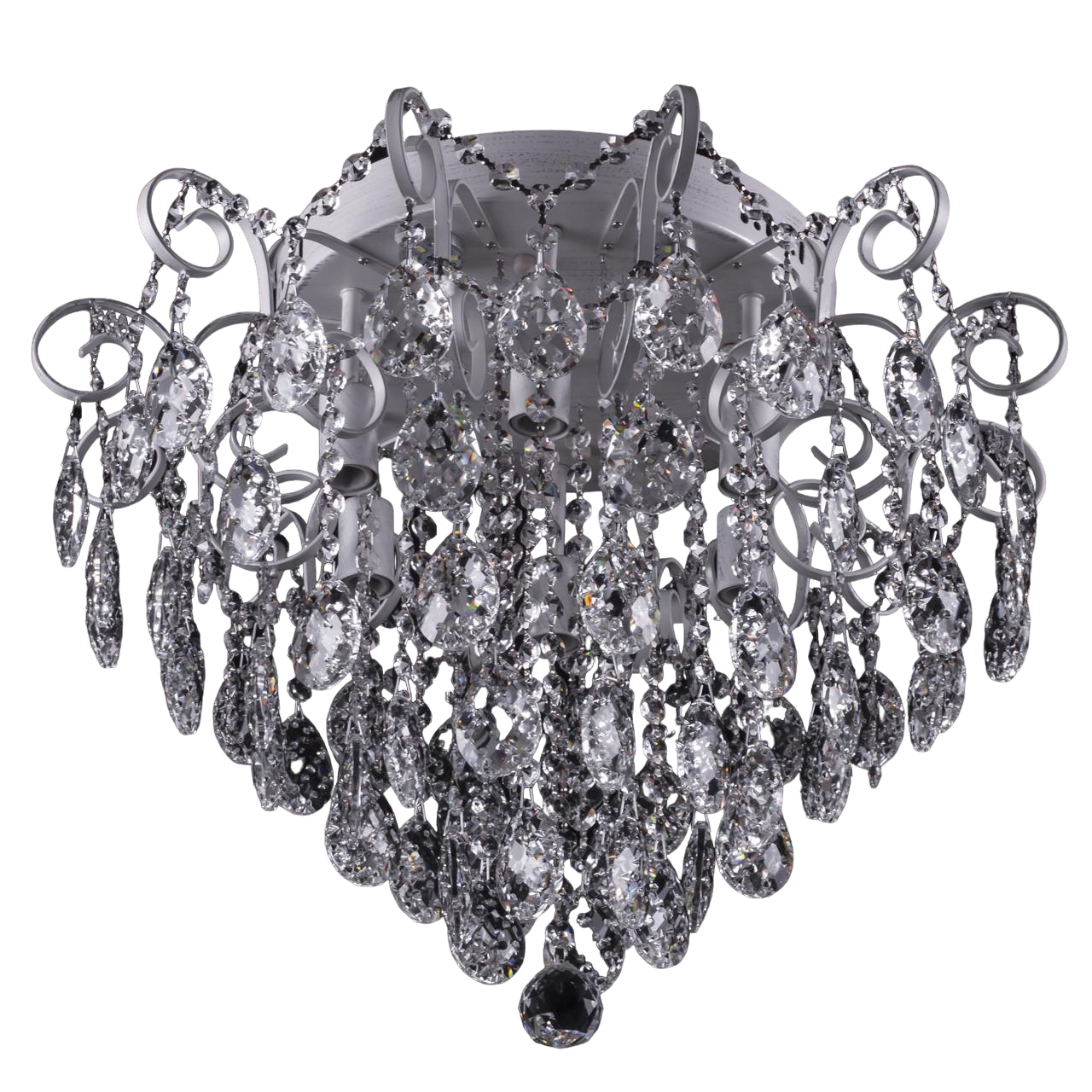 Люстра E1136/6+6/WT+CH хрустальная с пультом и LED подсветкой на 6 лампочек Белый/Хром