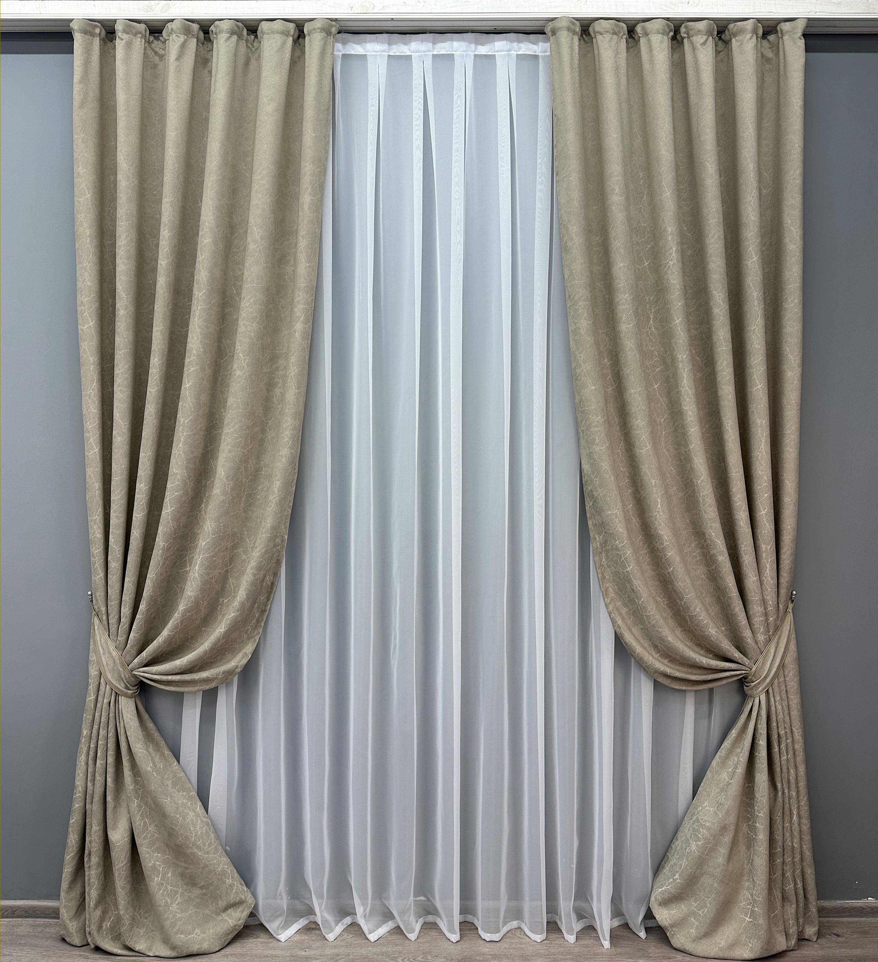 Комплект штор VR-Textil Жакард Viva Marmo № 1779ш 150х290 см 2 шт. Тауп (33-0742)