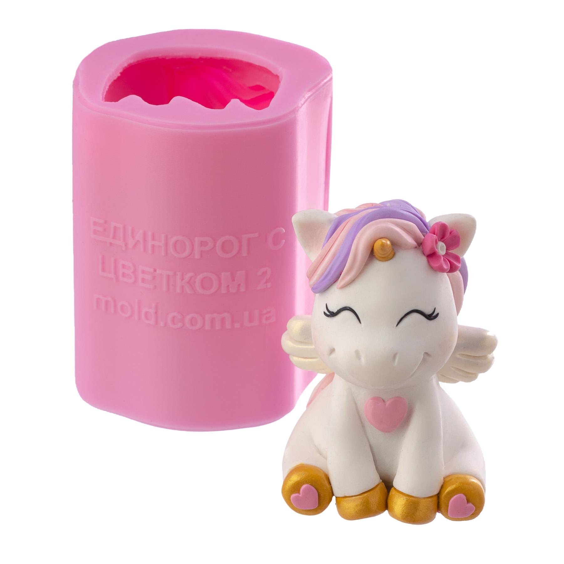 Молд силиконовый Единорог с цветком 2 (8047)