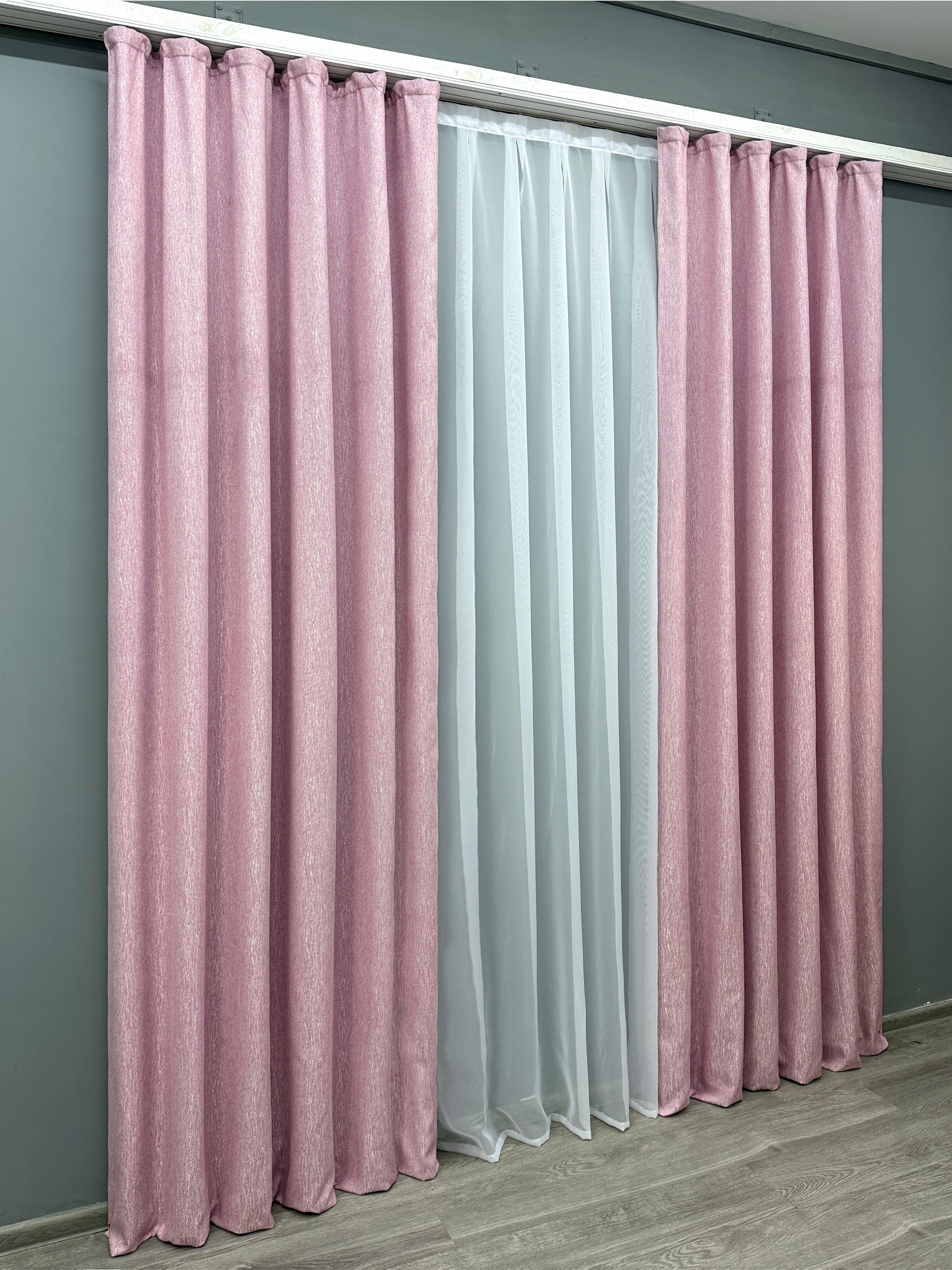 Комплект готовых штор VR-Textil Лен №1728ш 150х290 см 2 шт. Розовый (33-0645) - фото 3 Комплект готовых штор VR-Textil Лен №1728ш 150х290 см 2 шт. Розовый (33-0645) - фото 3