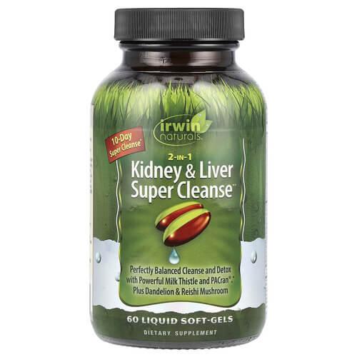 Здоровье мочевыводящих путей Irwin Naturals 2-In-1 Kidney & Liver Super Cleanse 60 Liquid Soft-Gels (IRW-59457)