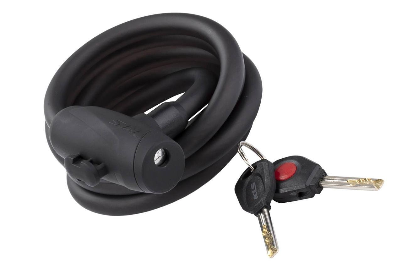 Замок тросиковый под ключ KLS Recoil 12х1800 мм с креплением Черный (2558475216)