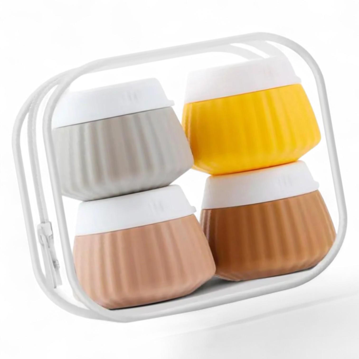 Дорожный набор баночек для косметики Univerza силиконовый 4 шт. по 40 мл в косметичке Бежевый - фото 1