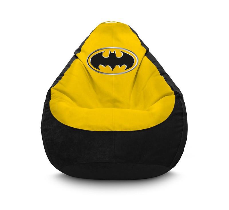 Кресло мешок iPuff Batman Yellow logo Флок XL 80x110 см Черный