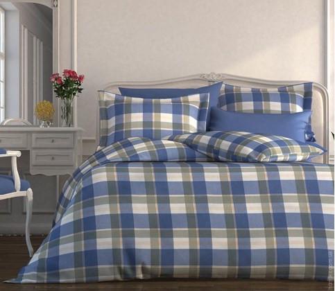 Простынь на резинке Вилена байка Клетка голубая 90х200/25 см