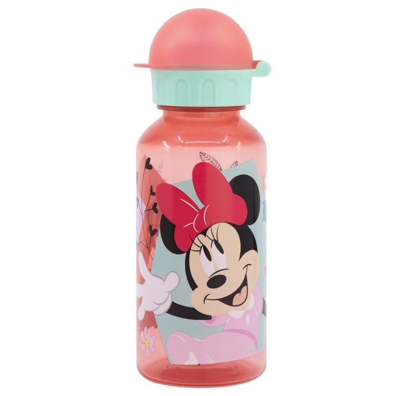 Бутылка пластиковая детская STOR Minnie Mouse с защитным колпачком и рисунком 370 мл 18,5x6,5х6,5 см (2528177989)