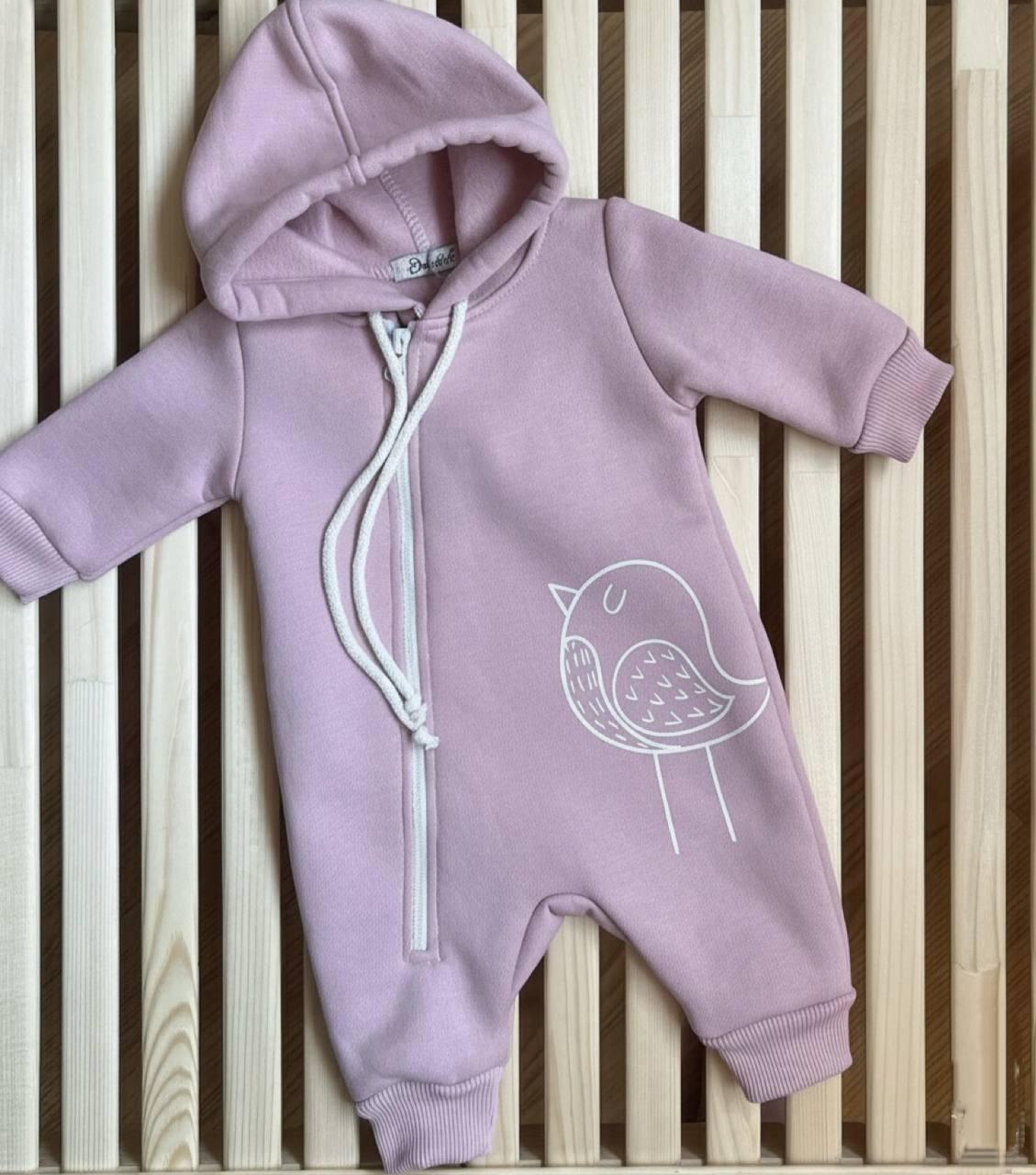 Комбинезон ромпер утепленный детский DreamKid 56 см Розовый