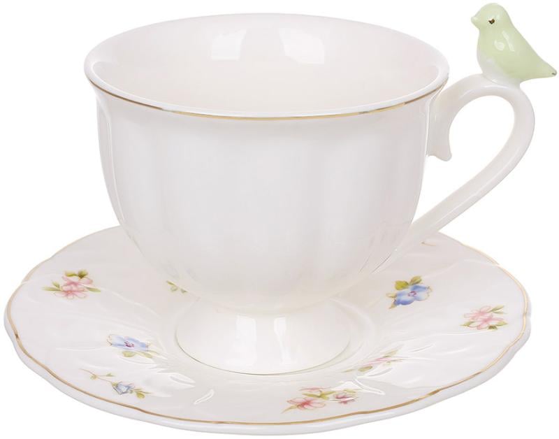 Набор чайно-кофейный Птичка Флорал 6 чашек 200 мл и 6 блюдец
