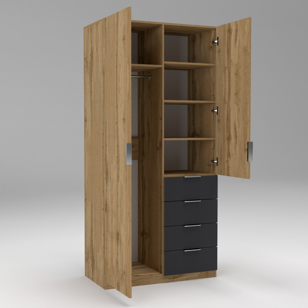 Шафа для одягу Континент 100х52х210 см Дуб аппалачі/Антрацит (28534017)