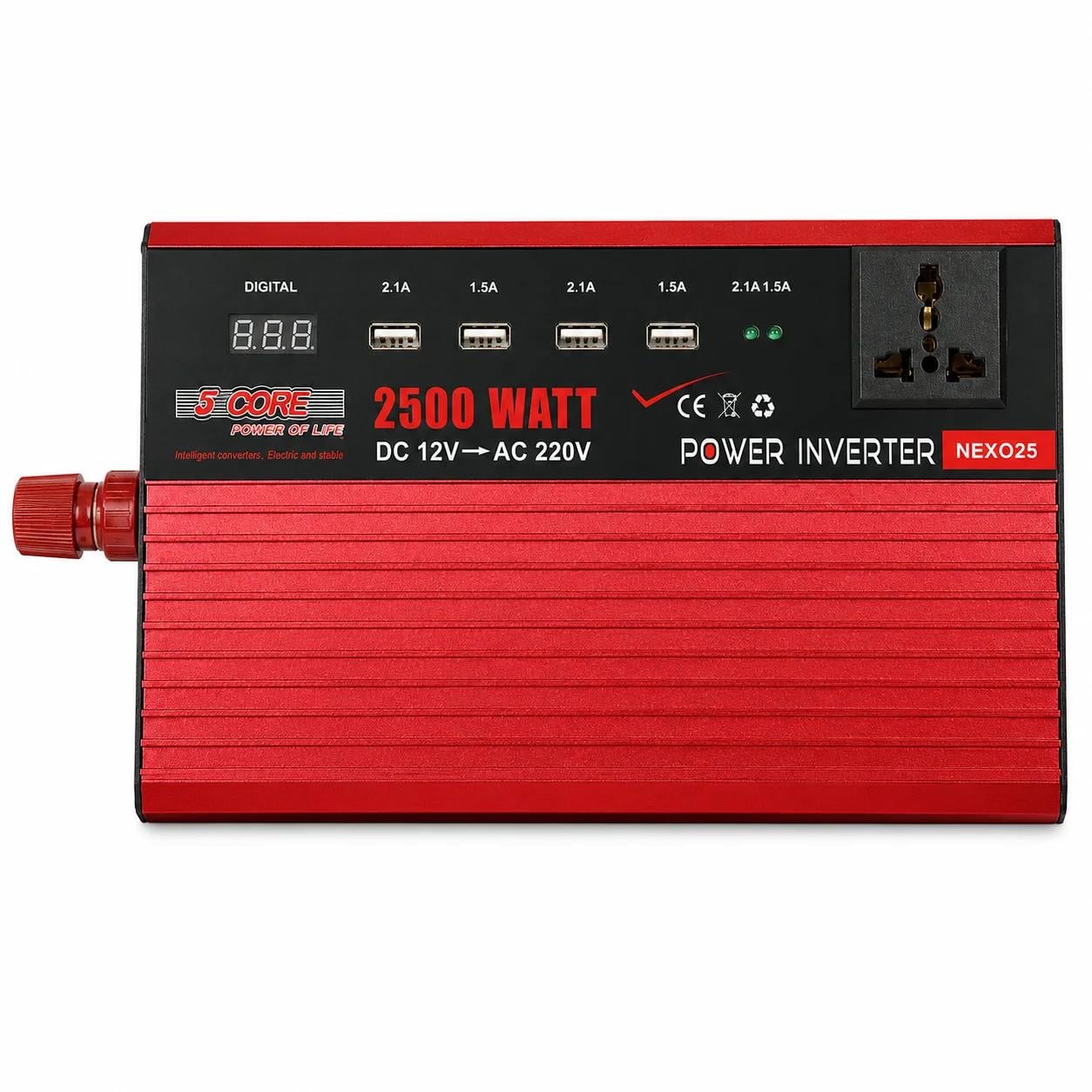 Инвертор 2500W 12V преобразователь напряжения 12В-220В с USB и модифицированной синусоидой (18926)