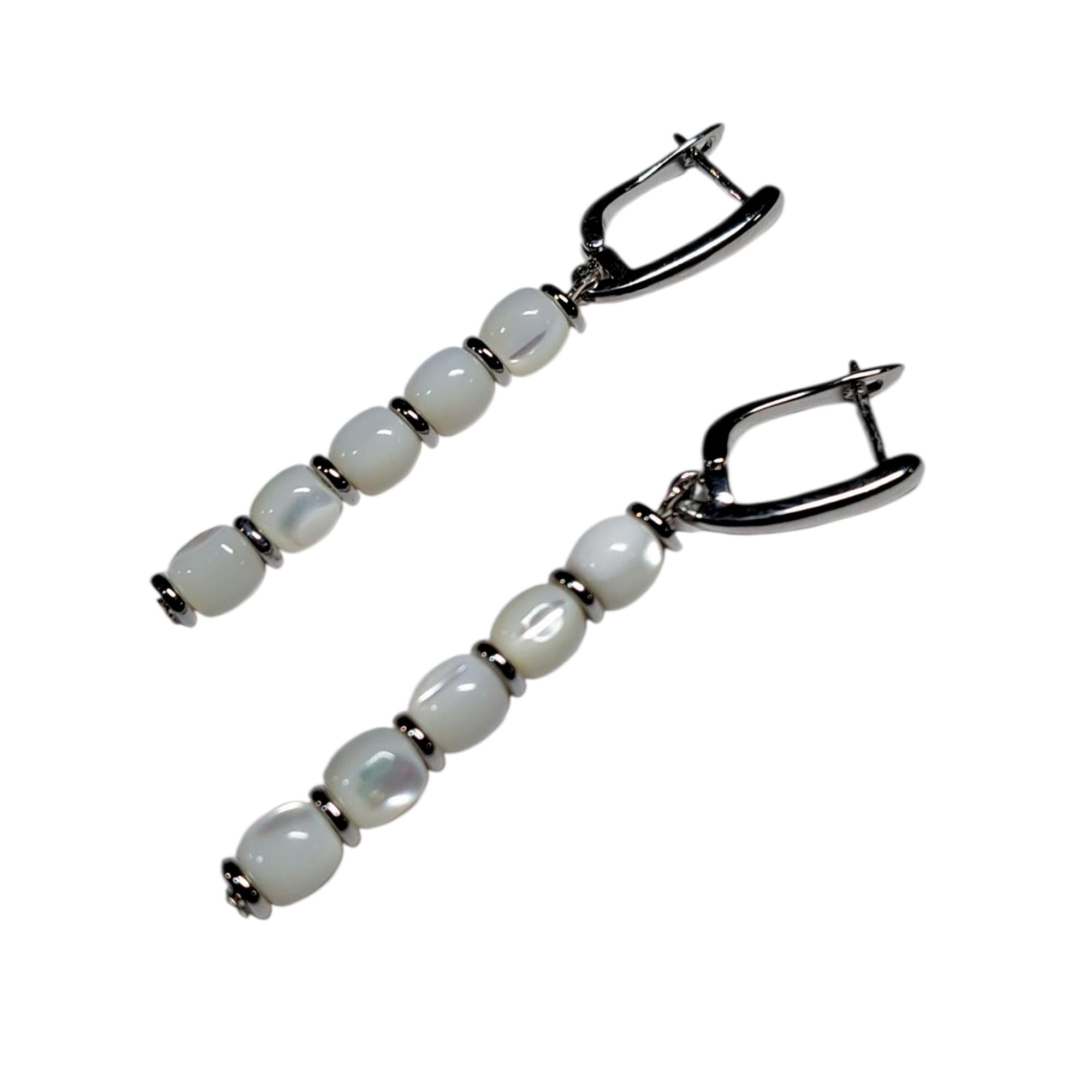 Серьги DARSANA Амелия из натуральных камней гематит/перламутр (DRSU501998)