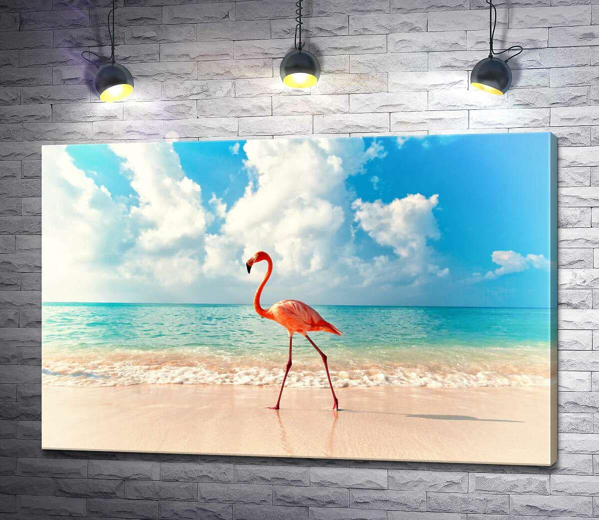 Картина ArtPoster Фламинго гуляет по берегу моря 100x67 см Модуль №1 (001258)
