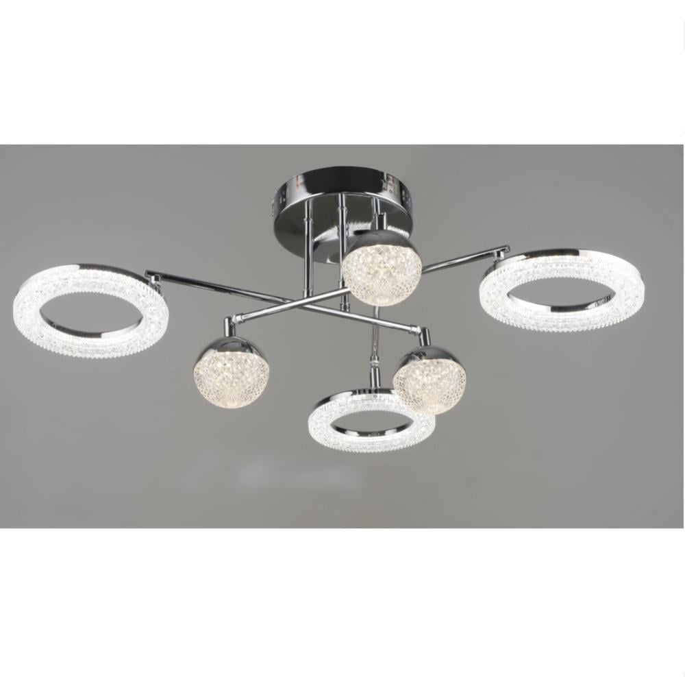 Люстра потолочная светодиодная Sirius B YH1183/3+3 CH 57W с плафонами разной формы 3000-6500К IP20 Хром (00000139193)