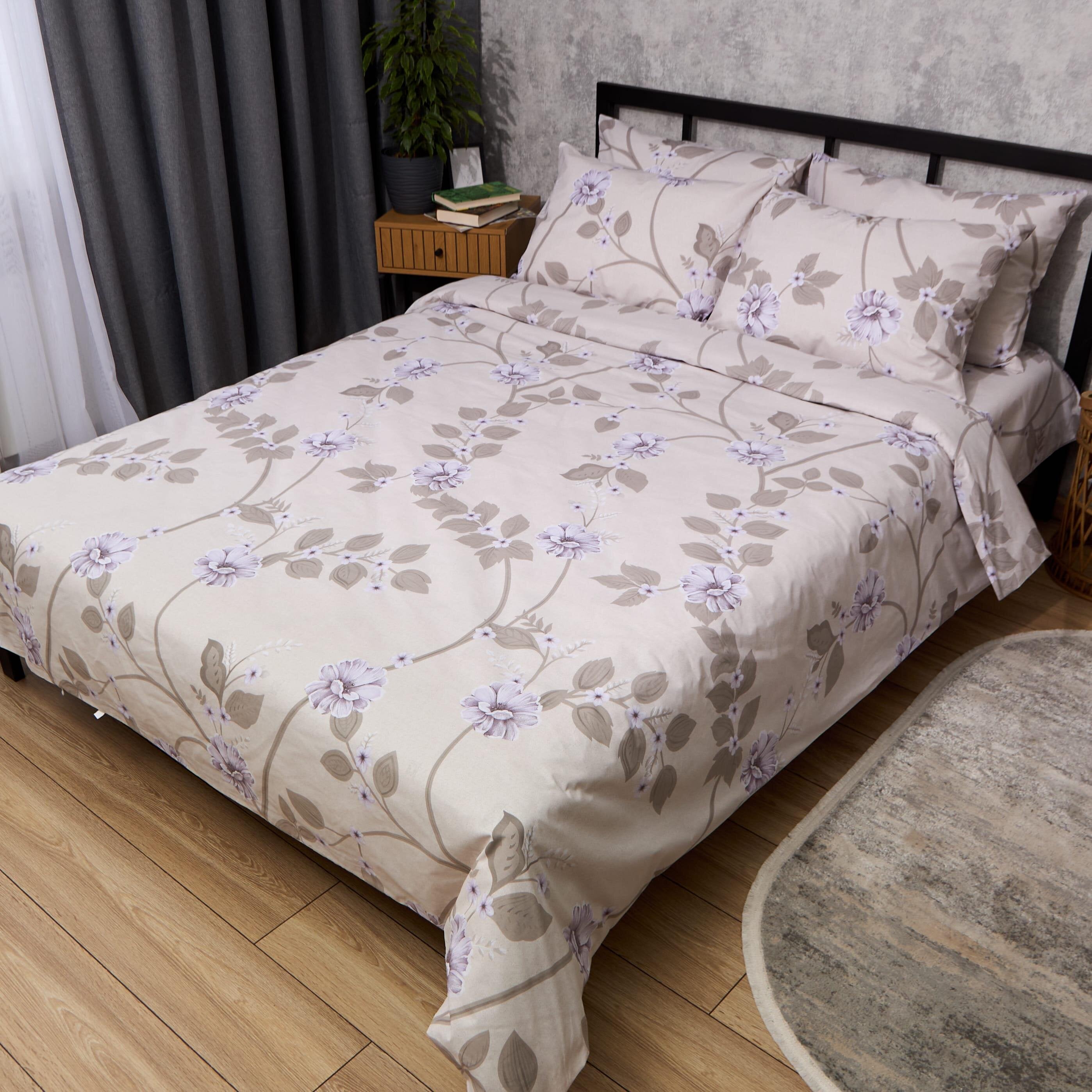 Комплект постельного белья Moon&Star Бязь Gold Люкс Ivory Flora семейный 160х220 см 2 шт. наволочки 2 шт. (MS-820014137)