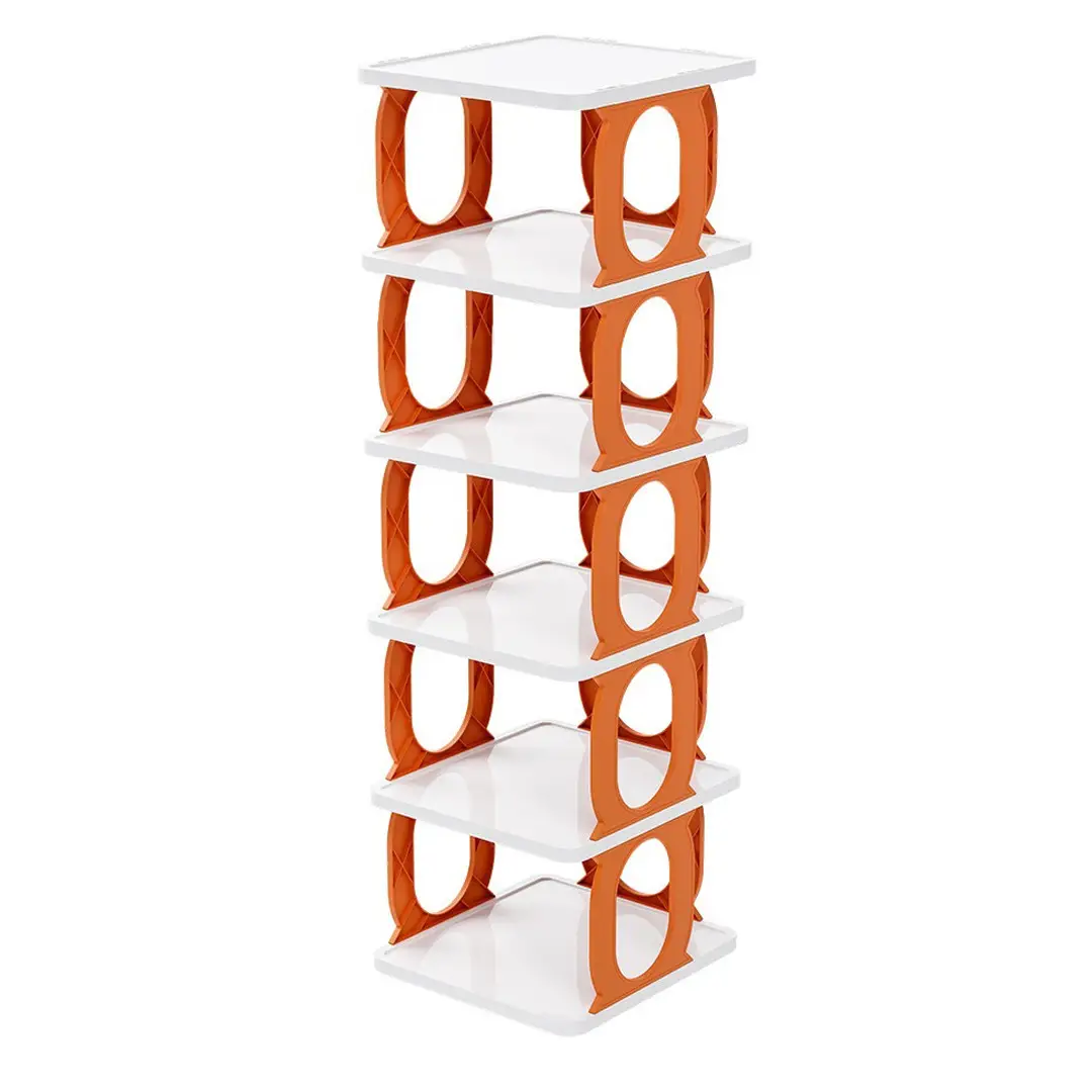 Полка для обуви и хранения вещей AND LY-581 Shoe Rack 5-уровневая пластиковая 82х26х24 см Оранжевый/Белый (opt-103904)