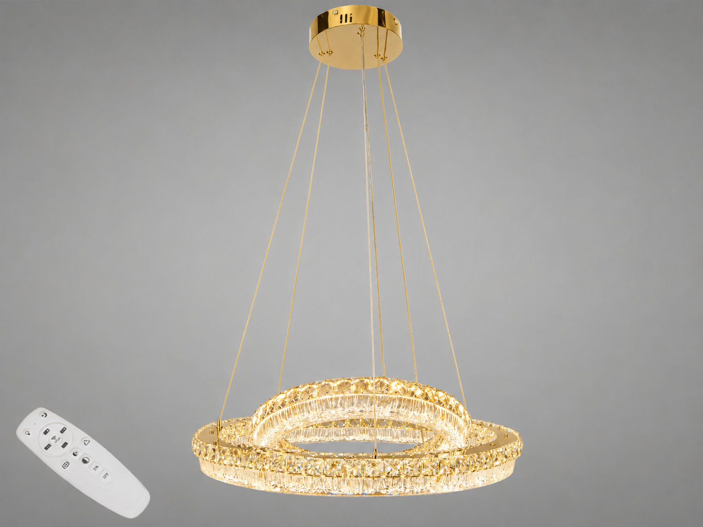 Люстра-подвес светодиодная с пультом 152W Золотой (MD6027/600/400S-gold)