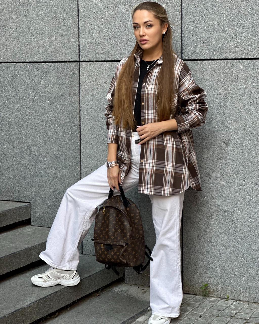 Рубашка женская в клетку L/XL Шоколадный (2743669770)