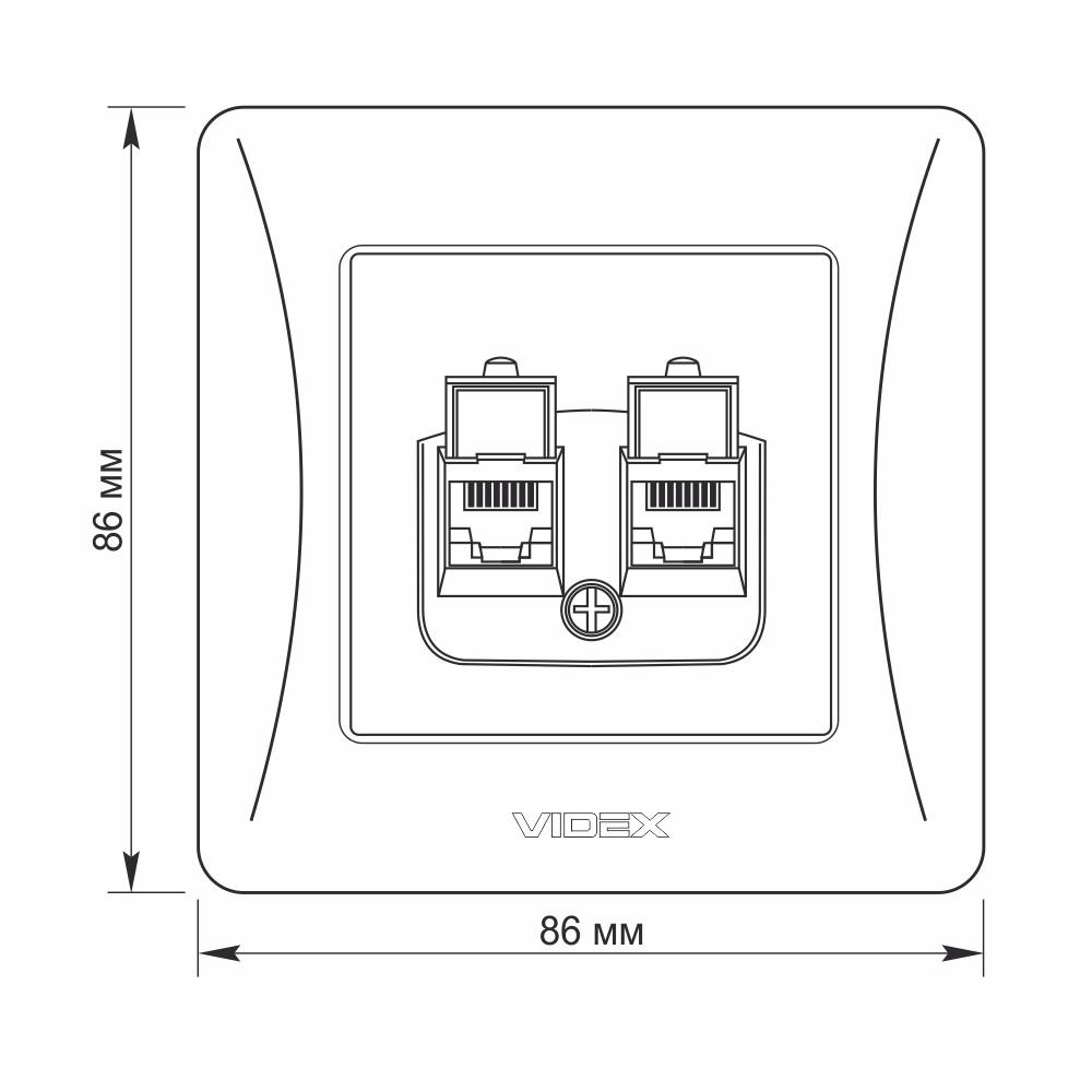 Розетка Videx Binera CAT6/CAT6 комп'ютерна подвійна Чорний графіт - фото 5