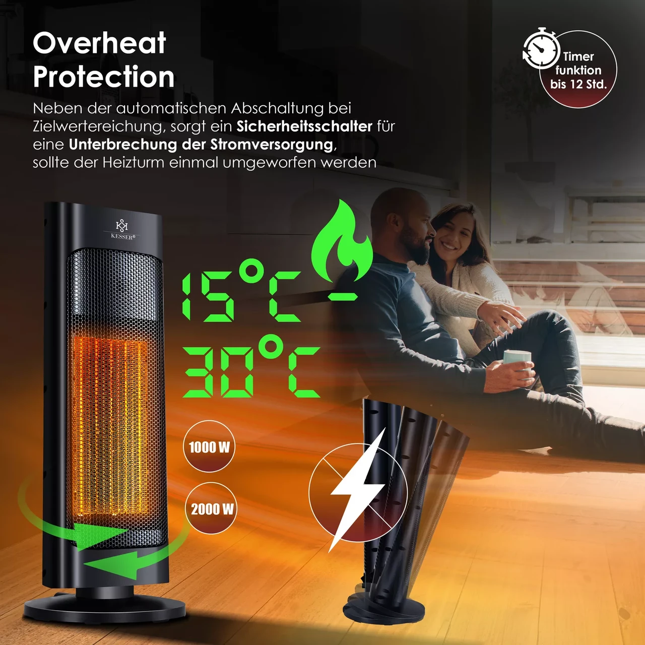 Інфрачервоний обігрівач KESSER керамічний 2000 Вт 52x9x19 см (14236sc) - фото 3 Інфрачервоний обігрівач KESSER керамічний 2000 Вт 52x9x19 см (14236sc) - фото 3