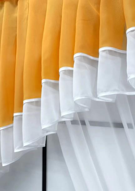 Комплект штор на кухню тюль/ламбрекен шифон 200х170 см Оранжевый/Белый (062к 52-1183) - фото 5 Комплект штор на кухню тюль/ламбрекен шифон 200х170 см Оранжевый/Белый (062к 52-1183) - фото 5