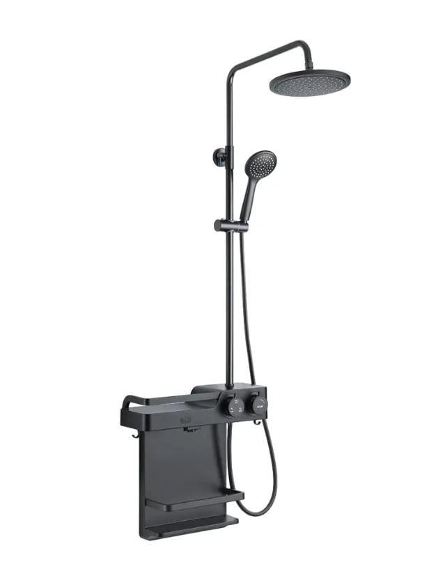 Душевая система Nett SGr-33 наружного монтажа с полкой Графитовый (24278997)
