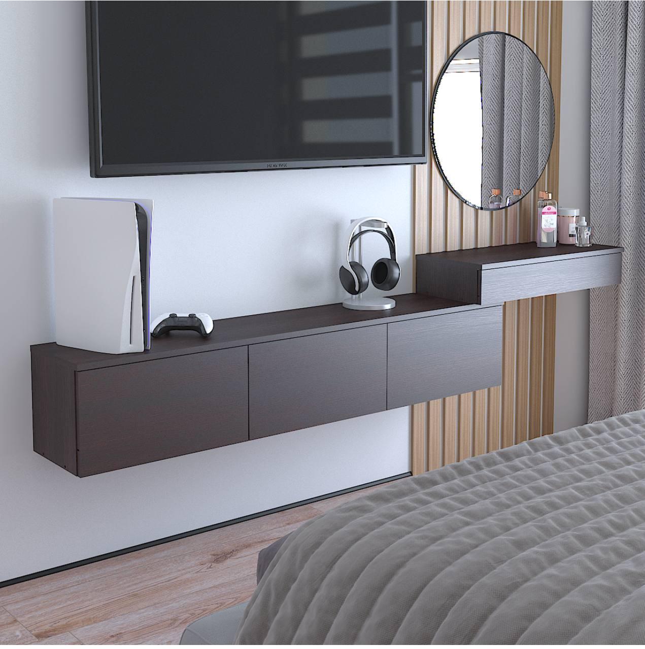 Стіл туалетний підвісний Стелла 2 1004х310х130 мм Дуб венге магія - фото 3 Стіл туалетний підвісний Стелла 2 1004х310х130 мм Дуб венге магія - фото 3