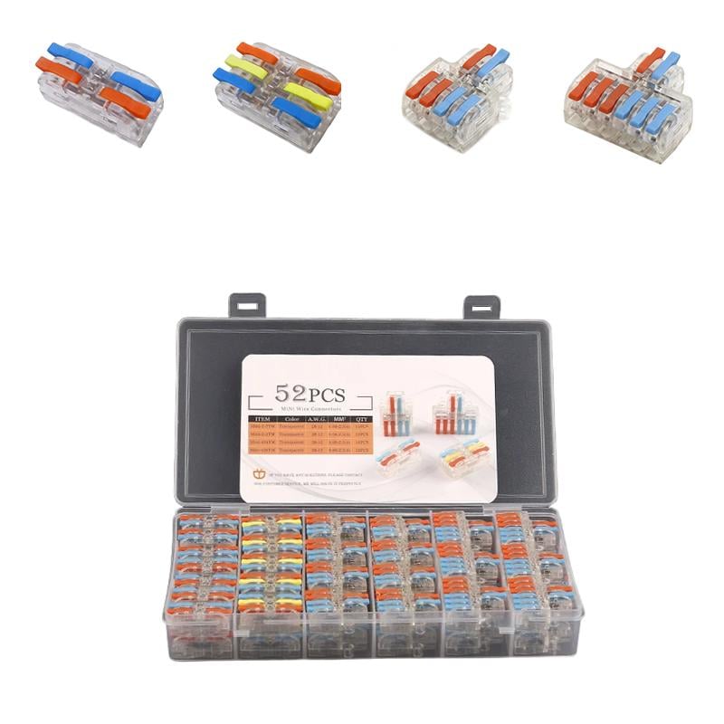 Набор клемм Tactix 4 вида 008-4 мм2 32А проходная разветвитель 52 шт. Разноцветный (CT22TM-52box)