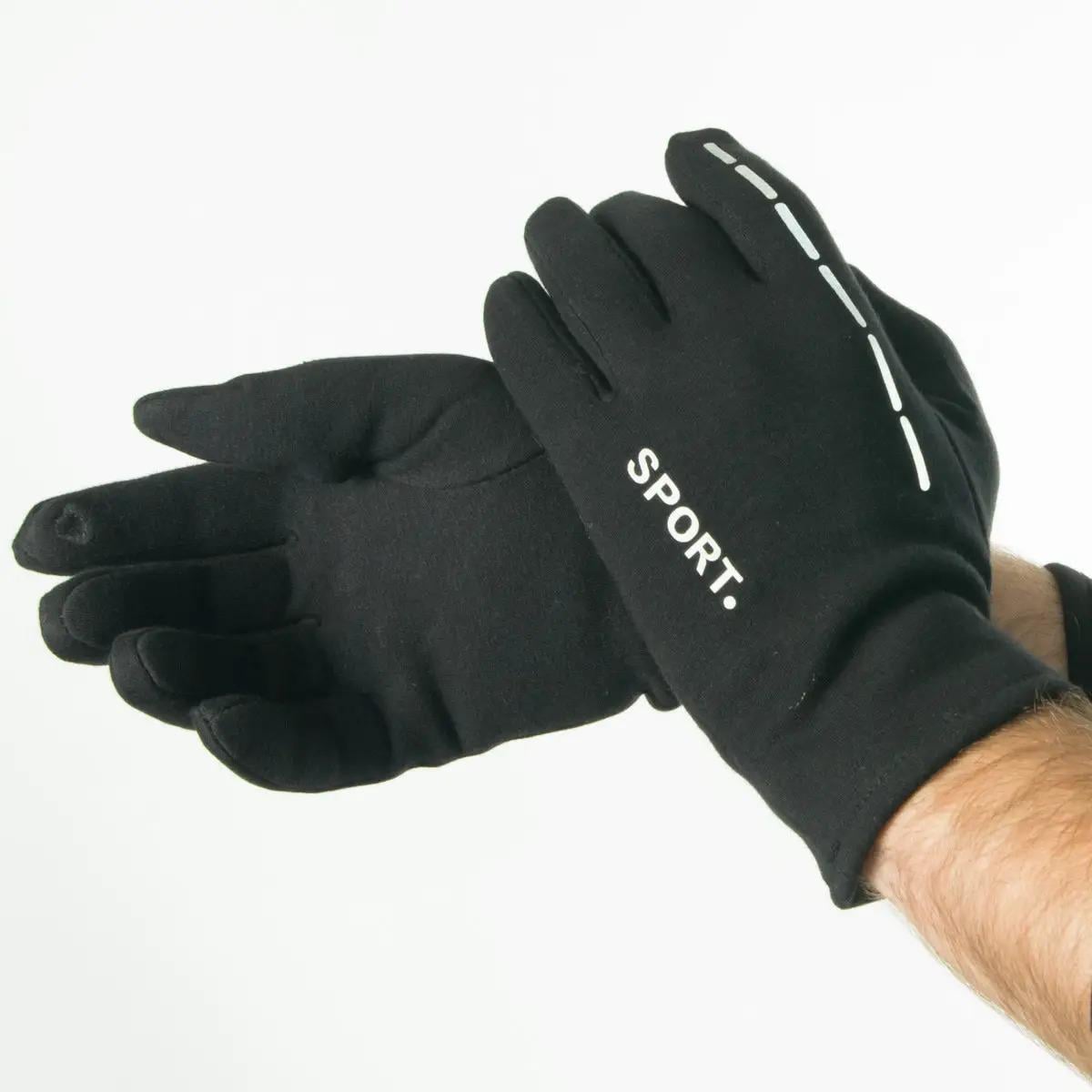 Перчатки мужские трикотажные на плюше L Черный (№19-22-1/1)