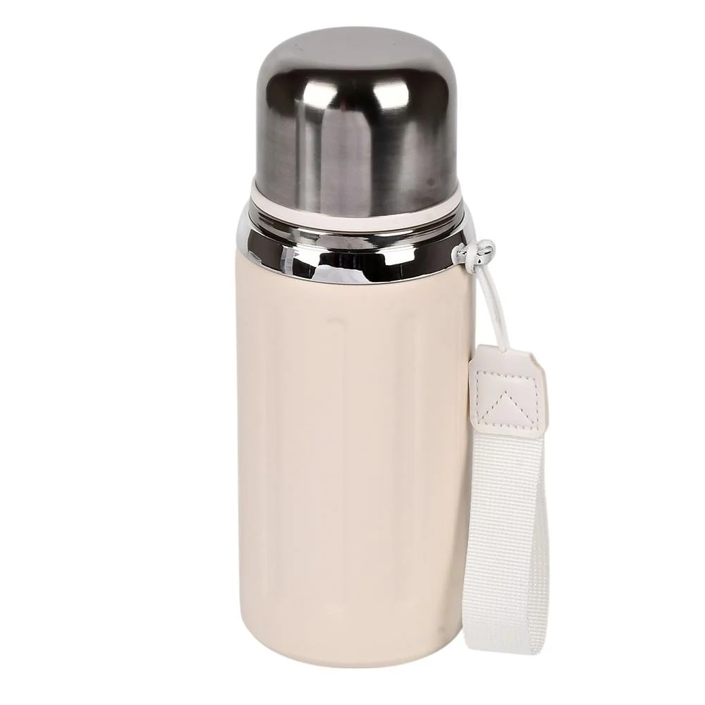 Термос с кнопочным дозатором и чашкой Stenson MT-5349 пластиковый с ручкой 600 мл Белый (2782030014)