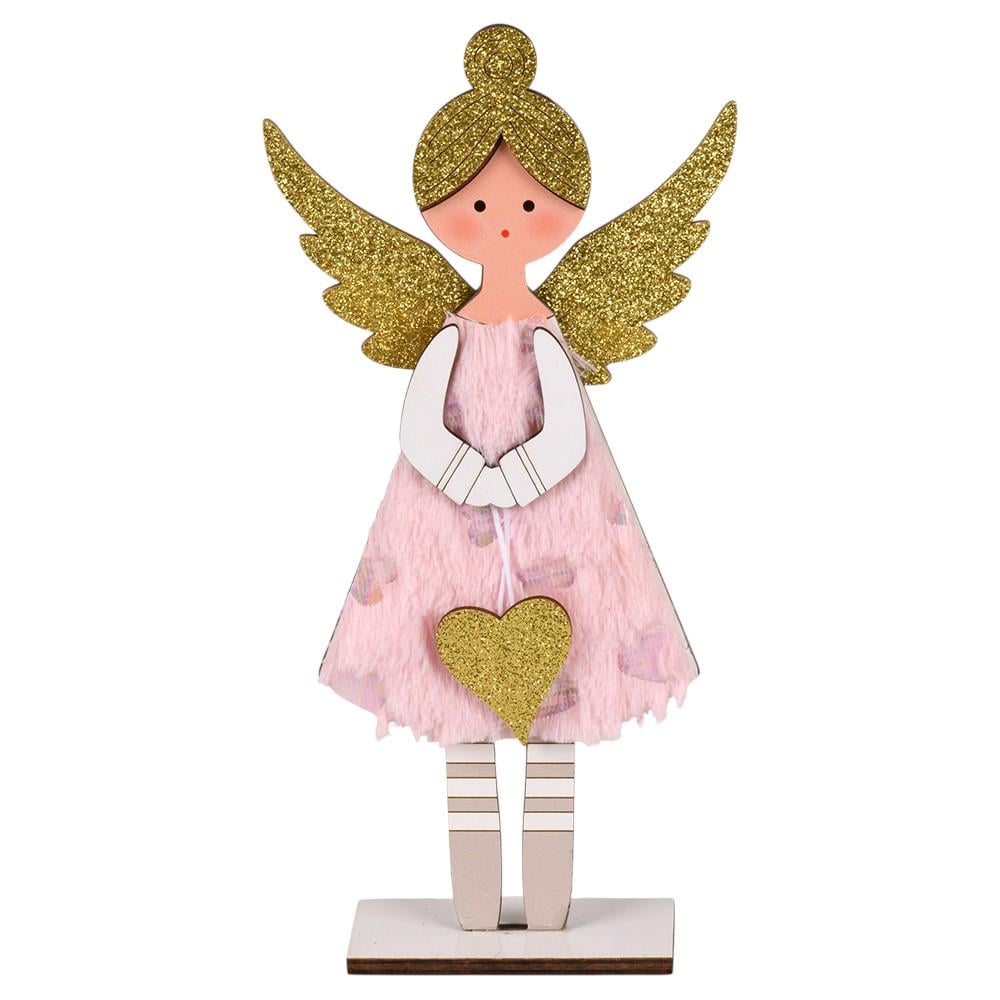Новогодняя фигурка Fairy R33791 9х23 см Розовый с золотым (30651966)