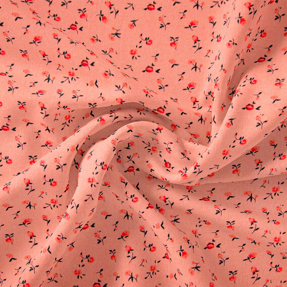 Ткань штапель твил IDEIA V-212/3 Прованс 1,5 м Персик/Цветочный (2200004208589)