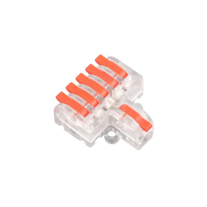 Клемма проходная Tactix 0,08-4 мм2 32А 1-5 наборная 29,7х30х13 мм рычаг крепеж 3,1 мм Оранжевый (DF-15TO)