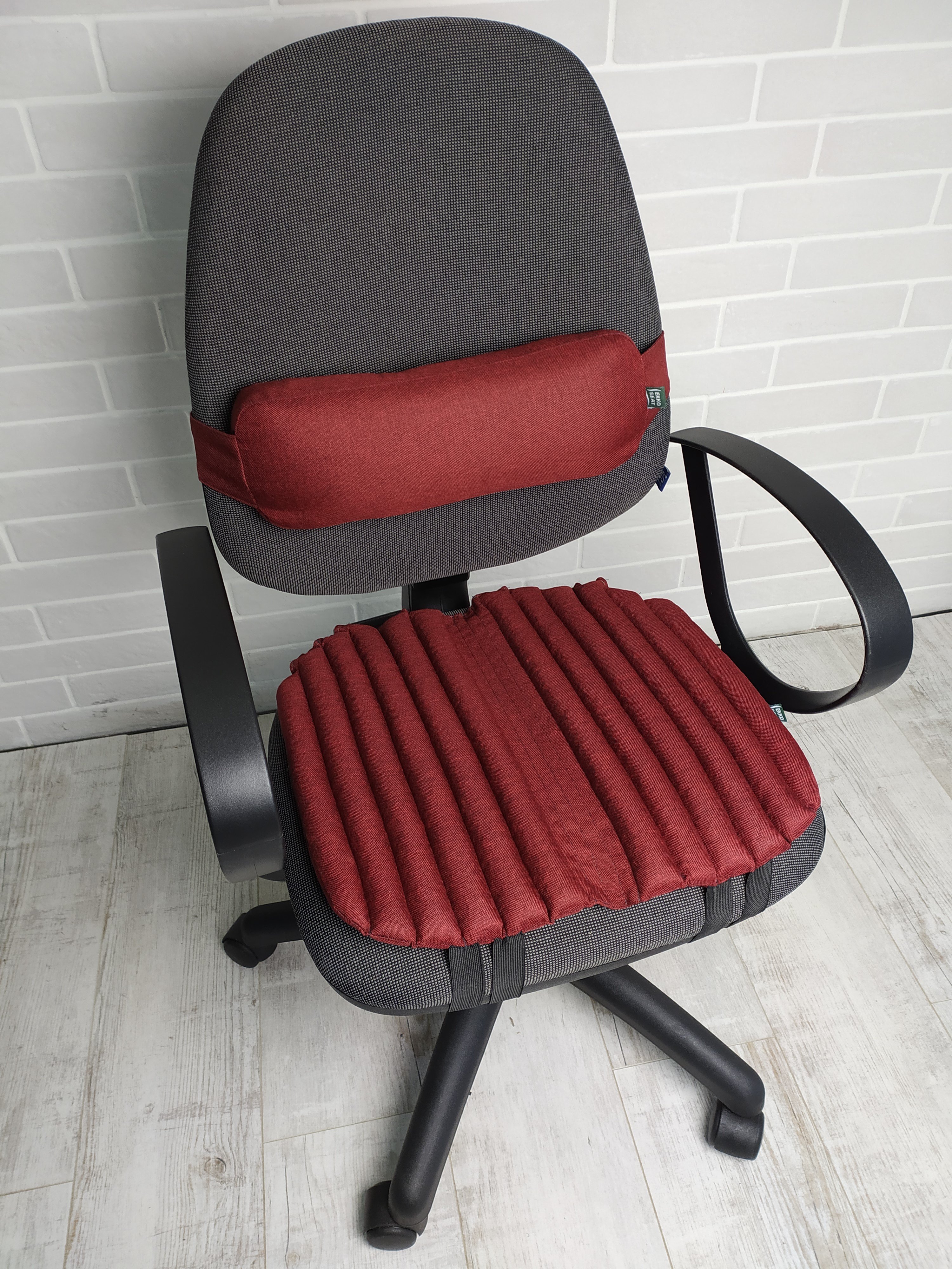 Ортопедические подушки EKKO SEAT на офисное кресло. Комплект. Джинс.