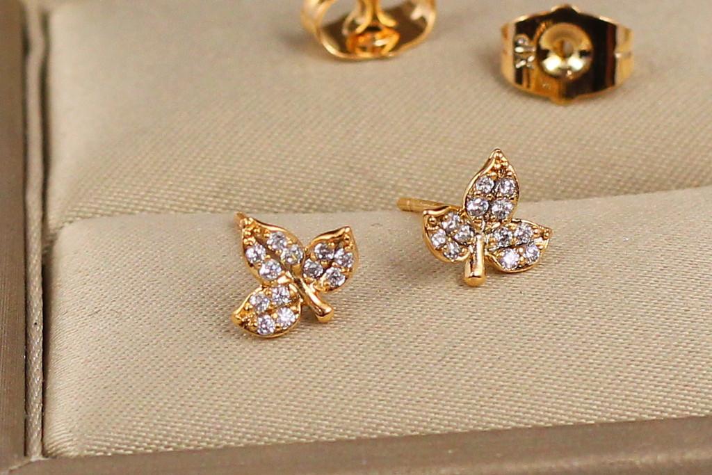 Серьги гвоздики Xuping Jewelry Листочек 8 мм Золотистый