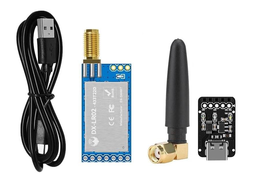 Приемно-передающий модуль беспроводной DX-LRO2 ASR66001 LoRa 433/475MHz 22dBm на 8км с антенной (00-00027179)