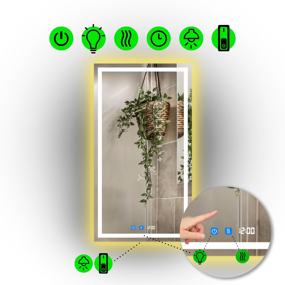 Зеркало с LED подсветкой Karnet с двумя сенсорами и часами 60x80 см (Karnet/600x800/5191/21/1)