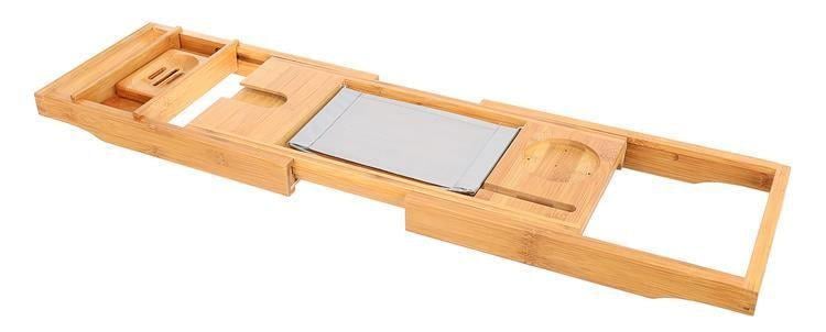 Полка на ванную раздвижная Ruhhy бамбуковая накладка на ванну (9710) - фото 5