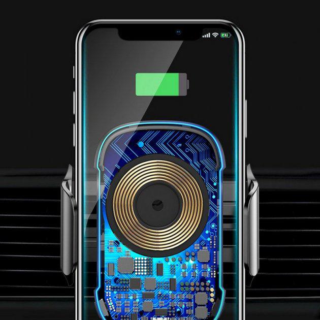 Універсальний автоутримувач BASEUS Auto Lock Light Electric Holder Wireless Charger | 15W (WXHW03-01) - фото 4