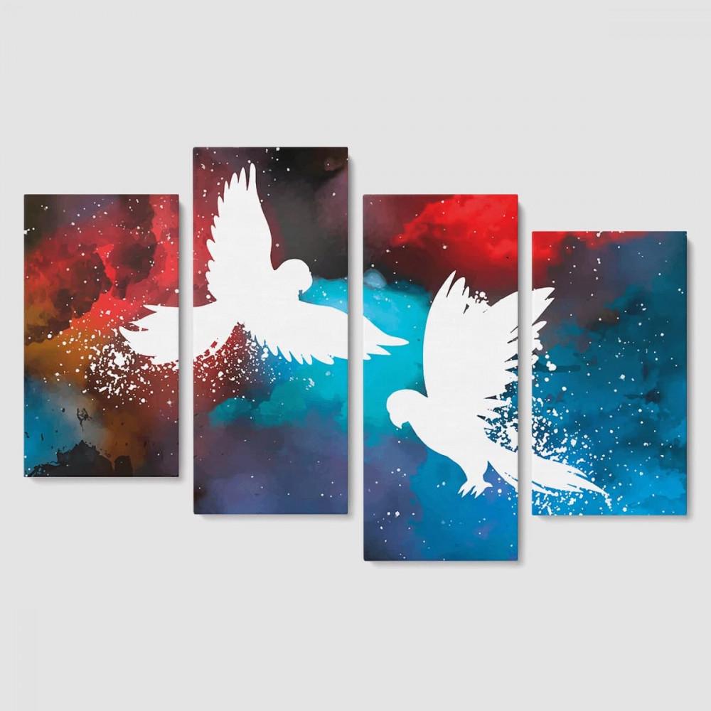 Модульная картина Malevich Store White Birds из четырех частей 129x90 см (MK412834)