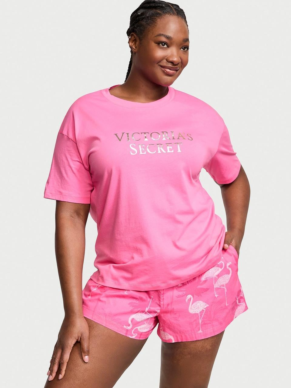 Пижама Victoria's Secret Cotton Short Tee-Jama Set S Розовый (2242816183)