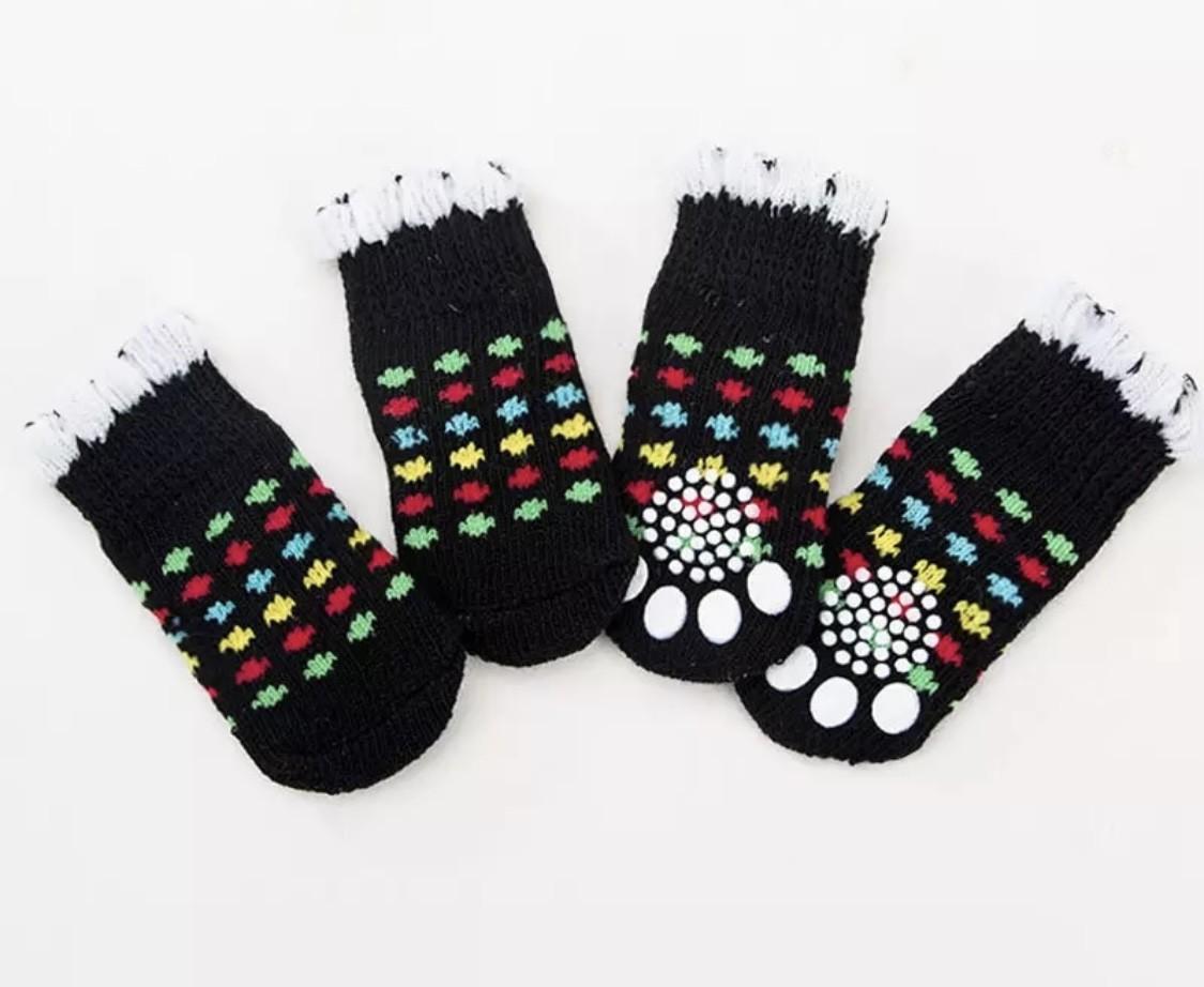 Шкарпетки для собак з антиковзанням бавовна Black