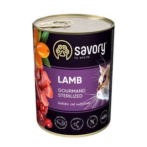 Корм влажный для стерилизованных кошек Savory с ягненком 400 г