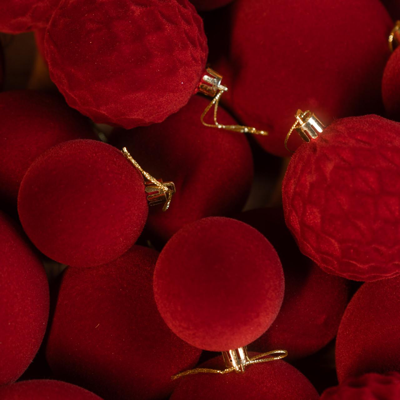 Набір новорічних куль "Оксамит" 40 шт. Бордовий - фото 4